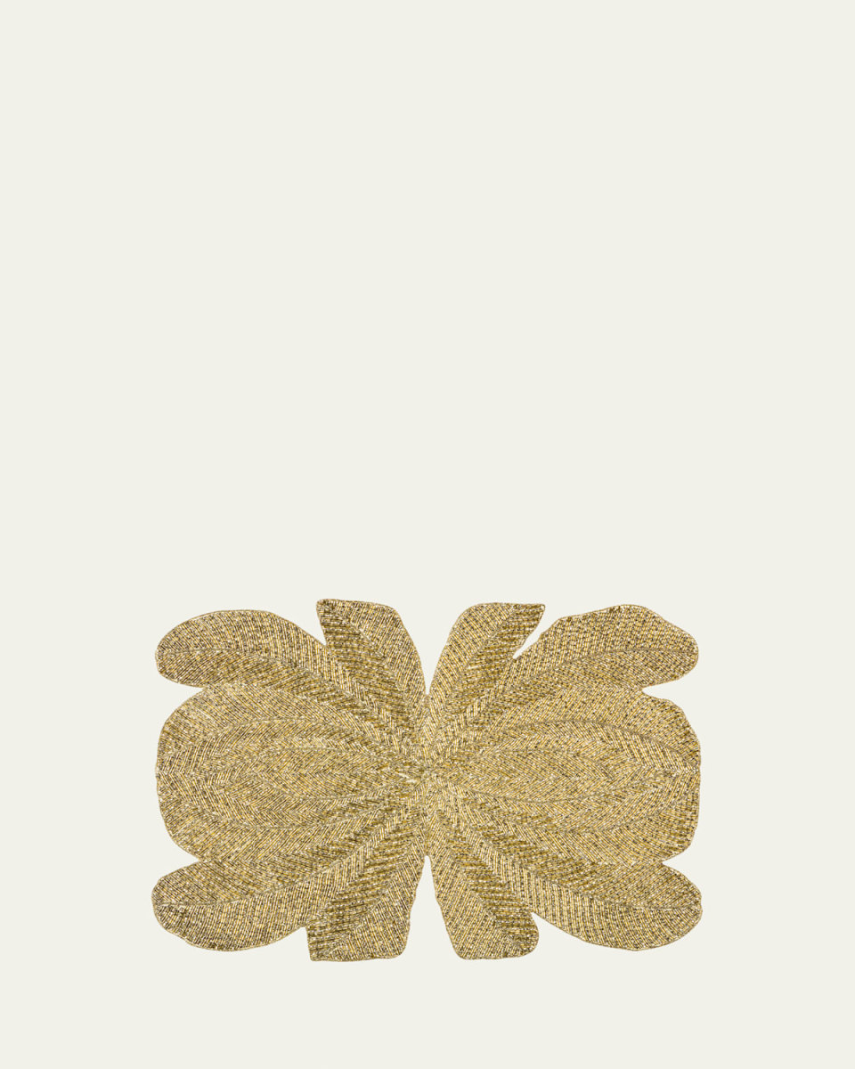 Peacock Hand-Beaded Placemat, Gold